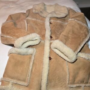 Tan Shearling Mens Suede Coat